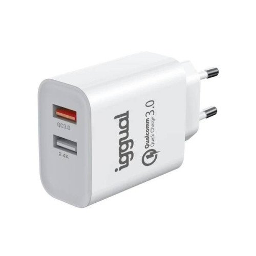 iggual Cargador 2xUSB carga rápida QC3.0 30W