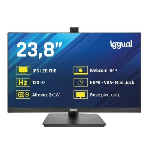 iggual Monitor 23,8" IPS FHD 100Hz VGA HDMI webcam