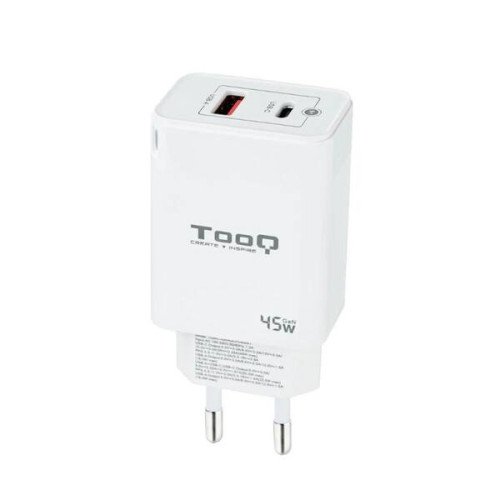 Tooq Cargador pared GAN USB-C/PD+USB-A/QC 45W