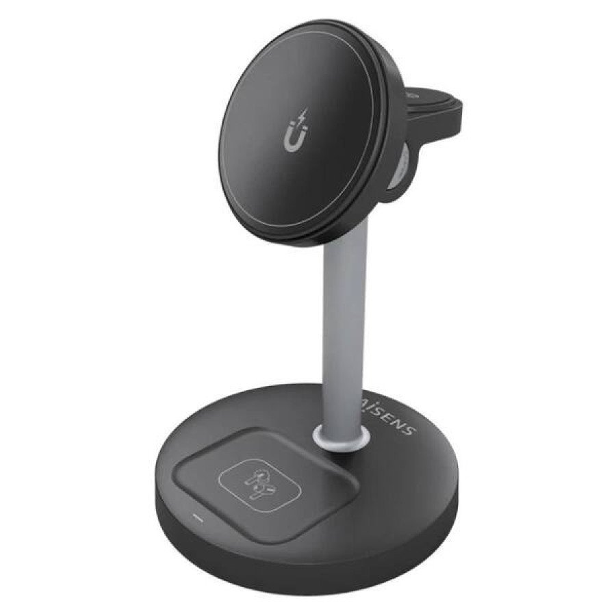 Aisens Cargador Inalámbrico USBC 15W 3 en 1 Negro