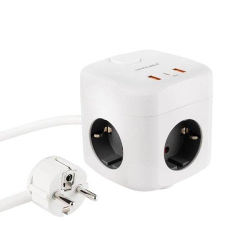 Nanocable Base de enchufe con 3 USB c/ interruptor
